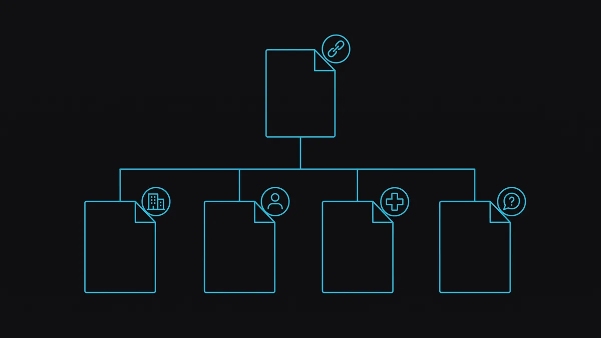 Site map diagram showing schema.org type placement: MedicalClinic on location pages, Physician on doctor profiles, MedicalProcedure on service pages, FAQPage on question sections, BreadcrumbList on interior pages